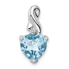 Image of Sterling Silver Rhodium Plated Diamond & Lt Swiss BT Heart Pendant