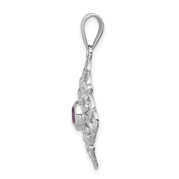 Sterling Silver Rhodium-plated Amethyst Pendant — alternate view