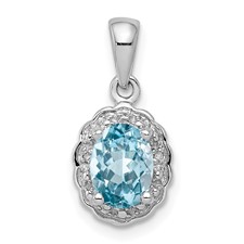 Image of Sterling Silver Rhodium Plated Diamond & Light Swiss BT Oval Pendant