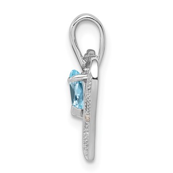 Sterling Silver Rhodium Plated Diamond & Swiss BT Heart Pendant — alternate view