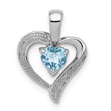 Image of Sterling Silver Rhodium Plated Diamond & Swiss BT Heart Pendant
