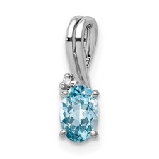 Image of Sterling Silver Rhodium Plated Diamond & Sky Blue Topaz Oval Pendant