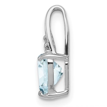 Sterling Silver Rhodium Plated Dia. & Aquamarine Heart Pendant — alternate view