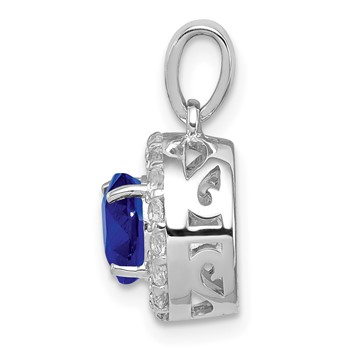 Sterling Silver Rhodium Plated White Topaz & Sapphire Pendant — alternate view