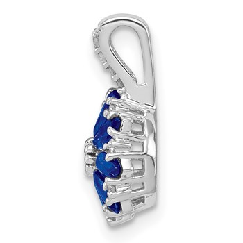 Sterling Silver Rhodium Plated Diamond & Sapphire Pendant — alternate view