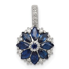 Image of Sterling Silver Rhodium Plated Diamond & Sapphire Pendant