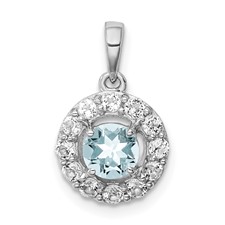 Image of Sterling Silver Rhodium Plated White Topaz & Aquamarine Pendant