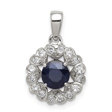 Image of Sterling Silver Rhodium Plated White Topaz & Sapphire Pendant