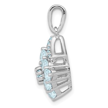 Sterling Silver Rhodium Plated Diamond & Aquamarine Pendant — alternate view