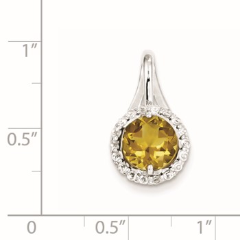 Sterling Silver White Topaz & Whiskey Quartz Circle Pendant — alternate view