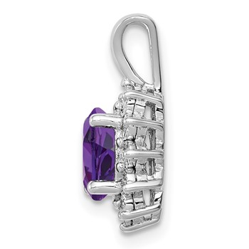 Sterling Silver Rhodium-plated Diamond and Amethyst Pendant — alternate view