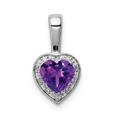 Image of Sterling Silver Rhodium-plated Diamond and Amethyst Pendant