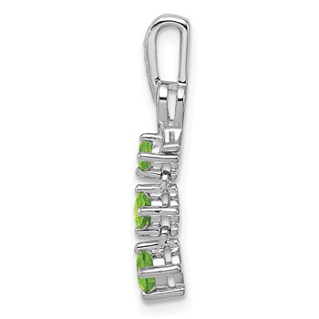 Sterling Silver Rhodium-plated Peridot and Diamond Pendant — alternate view