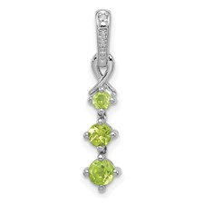 Image of Sterling Silver Rhodium-plated Peridot and Diamond Pendant