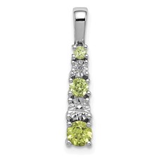 Image of Sterling Silver Rhodium-plated Peridot and Diamond Pendant