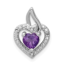 Image of Sterling Silver Rhodium-plated Amethyst and Diamond Pendant