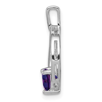 Sterling Silver Rhodium-plated Amethyst and Diamond Pendant — alternate view