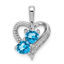 Image of Sterling Silver Rhodium-plated Blue Topaz Diamond Pendant