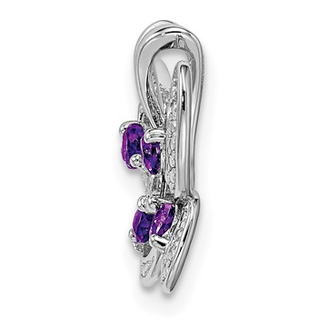 Sterling Silver Rhodium-plated Amethyst & Diamond Pendant — alternate view