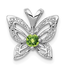 Image of Sterling Silver Rhodium-plated Peridot and Diamond Pendant