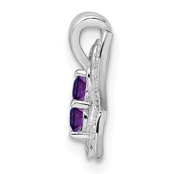 Sterling Silver Rhodium-plated Amethyst & Diamond Pendant — alternate view