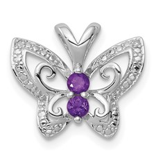 Image of Sterling Silver Rhodium-plated Amethyst & Diamond Pendant