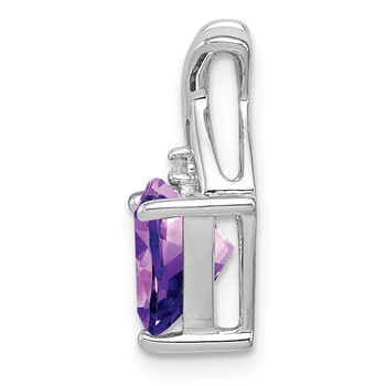 Sterling Silver Rhodium Plated Amethyst and White Topaz Pendant — alternate view