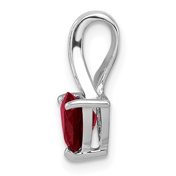 Sterling Silver Rhodium Plated Diamond and Garnet Trillion Pendant — alternate view