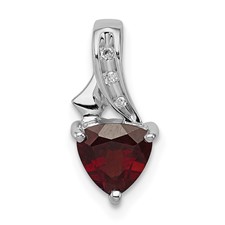 Image of Sterling Silver Rhodium Plated Diamond and Garnet Trillion Pendant