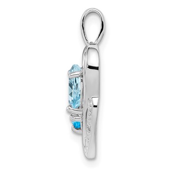 Sterling Silver Rhodium Plated Diamond & Sky Blue Topaz Pendant — alternate view