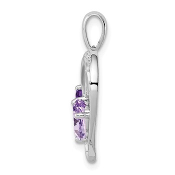 Sterling Silver RH Plated Diamond Amethyst and Rose de France Pendant — alternate view