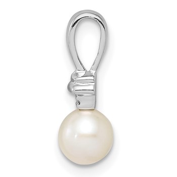 Sterling Silver Rhod Plated Diamond and FW Cultured Pearl Pendant — alternate view