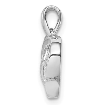 Sterling Silver Rhodium-Plated Diamond Heart Pendant — alternate view