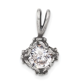 Sterling Silver Antiqued CZ Pendant