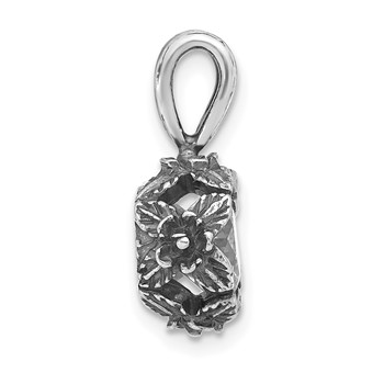 Sterling Silver Antiqued Round CZ Pendant — alternate view