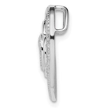 Sterling Silver Rhodium Plated Diamond Triple Heart Pendant — alternate view