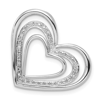 Sterling Silver Rhodium Plated Diamond Triple Heart Pendant