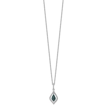 White Night Sterling Silver Rhodium-plated Blue and White Diamond 18 inch Necklace with 2 Inch Extender — alternate view