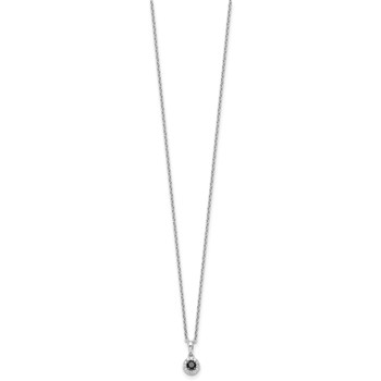 White Night Sterling Silver Rhodium-plated Black and White Diamond Circle Pendant 18 Inch Necklace with 2 Inch Extender — alternate view