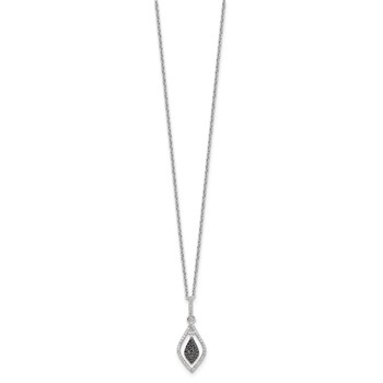 White Night Sterling Silver Rhodium-plated Black and White Diamond 18 Inch Necklace with 2 Inch Extender — alternate view