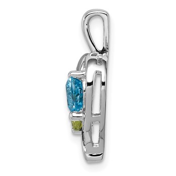 Sterling Silver Rhodium-plated Blue Topaz Peridot Diamond Pendant — alternate view