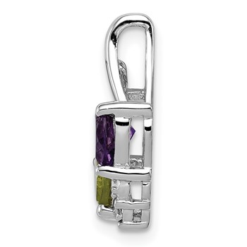 Sterling Silver Rhodium-plated Amethyst & Peridot Diamond Pendant — alternate view