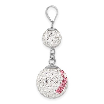 Sterling Silver Crystal Awareness Double Bead Pendant — alternate view