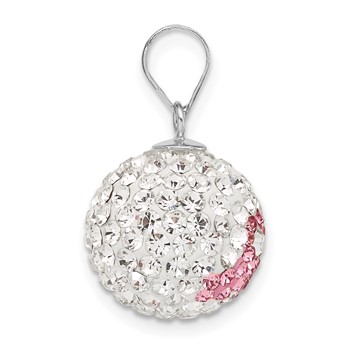 Sterling Silver Crystal Awareness Bead Pendant — alternate view