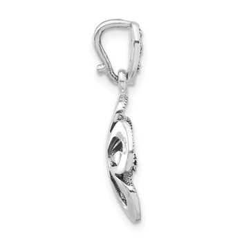 Sterling Silver Polished & Antiqued Marcasite Flower Pendant — alternate view