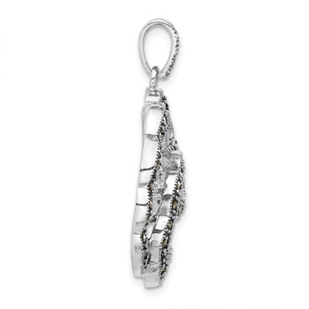 Sterling Silver Antiqued Marcasite Floral Pendant — alternate view