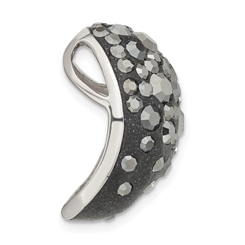 Sterling Silver Rhodium Black Clay & Preciosa Crystal Chain Slide Pendant — alternate view