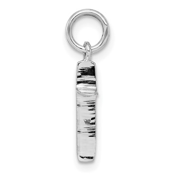 Sterling Silver RH Plated Child's Polished Cross Pendant — alternate view