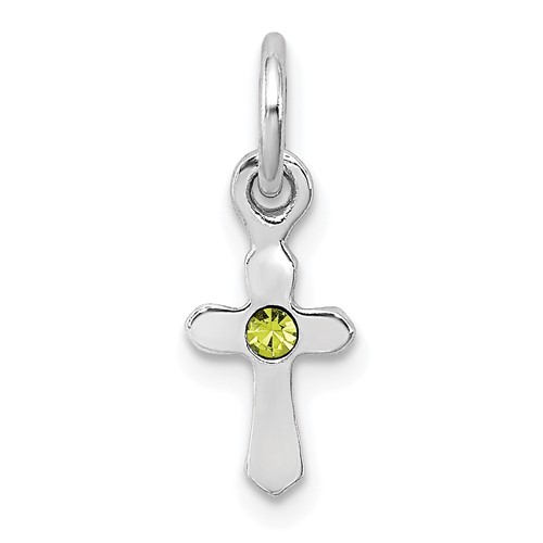 Sterling Silver RH-pltd  Aug Lt Green Preciosca Crystal Cross Penda