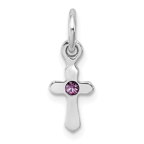 Sterling Silver RH-pltd June Preciosca Crystal Cross Pendant